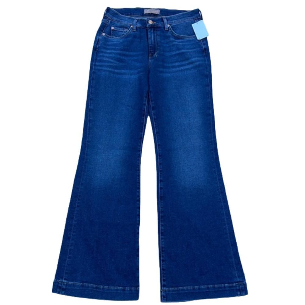 7 For All Mankind Deep Blue Wide-Leg Flare Jeans